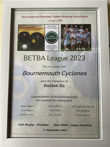 Cyclones Certificate - BETBA Awards