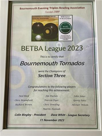 Tornados Certificate - BETBA Awards