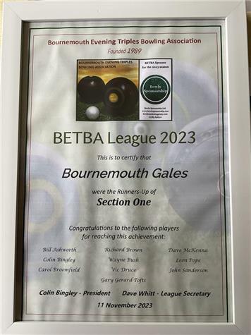Gales Certificate - BETBA Awards
